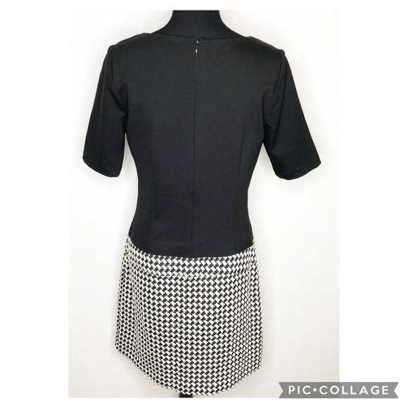 WHBM black white drop waist houndstooth skirt dress size 8 - Picture 16 of 16